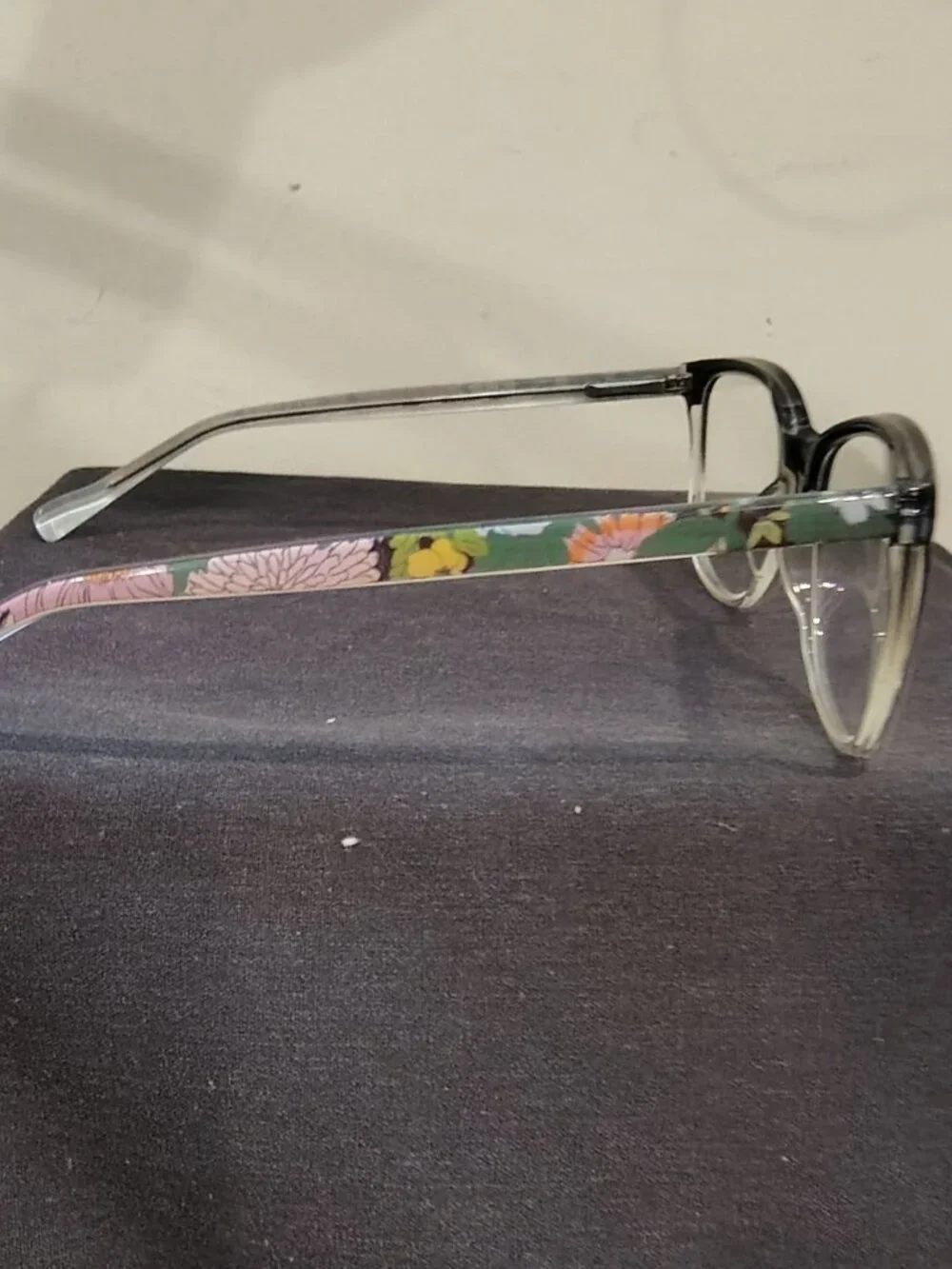 Vera Bradley Ellisa Eyeglasses Bloom Boom BBO Black Clear Ombre Frames +0.00